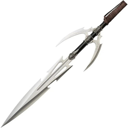 Kit Rae Allaxdrow Spear KR0073 - 69.5 Inch Overall With Three 420 Stainless Blades And Leather Gripped Shaft by Kit Rae