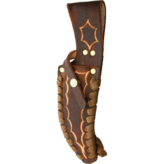 Ken Richardson Knives Fixed Blade Hunter KR1408 - 5.75in 1085HC Clip Point Antler Scrim Handle Brass Guard Leather Sheath by Ken Richardson Knives