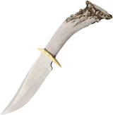 Ken Richardson Knives KR1408 5 Inch Bowie Deer Scrim - Clip Point Blade With Deer Antler Handle And Brass Guard by Ken Richardson Knives