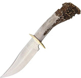 Ken Richardson Knives KR1432 6 Inch Bowie Deer Scrim - Deer Antler Handle, Brass Guard, USA Made by Ken Richardson Knives