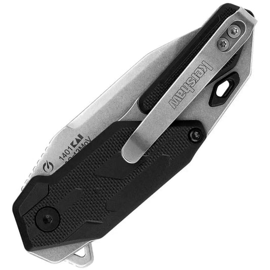 Kershaw Jetpack Linerlock 1401 EDC Knife Stonewash Blade 3.75in Closed Stainless Handle by Kershaw
