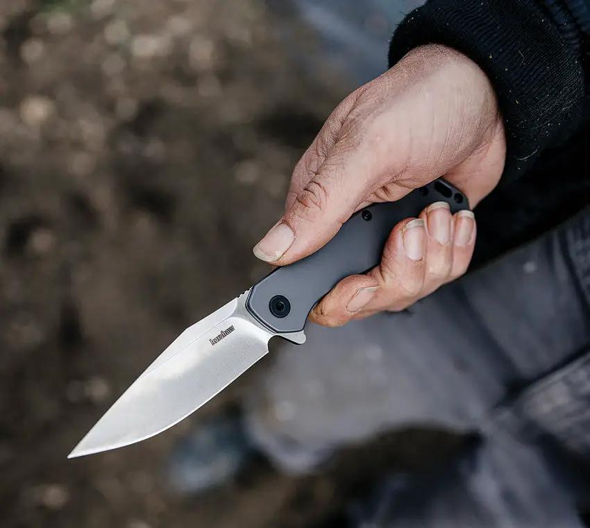 Kershaw Align Framelock AO 1405 EDC Knife Premium Satin Blade 8Cr13MoV Gray PVD Handle With Pocket Clip by Kershaw