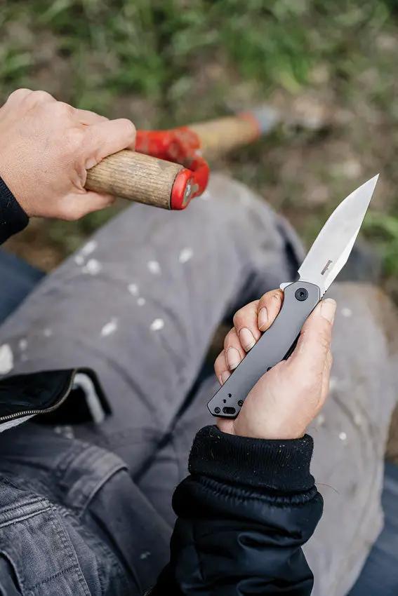 Kershaw Align Framelock AO 1405 EDC Knife Premium Satin Blade 8Cr13MoV Gray PVD Handle With Pocket Clip by Kershaw