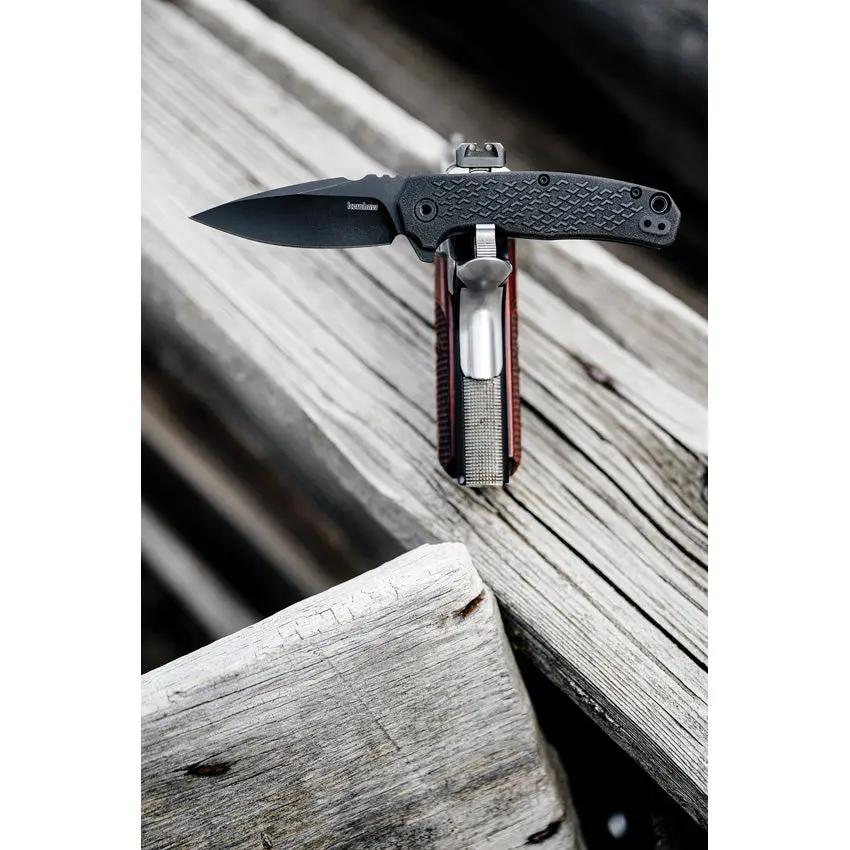 Kershaw Conduit Linerlock Assisted Opening EDC Knife 3in Black Oxide Blade 4in Closed by Kershaw