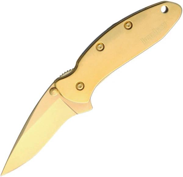 Kershaw Chive Framelock Assisted Opening Gold Knife for EDC Fans Premium Gold DLC Blade Compact 2in by Kershaw