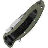 Kershaw Scallion Linerlock AO Green EDC Knife With SpeedSafe Assisted Opening And Three Point Five Inch Closed Blade by Kershaw