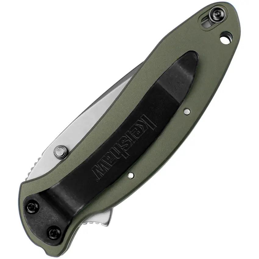 Kershaw Scallion Linerlock AO Green EDC Knife With SpeedSafe Assisted Opening And Three Point Five Inch Closed Blade by Kershaw