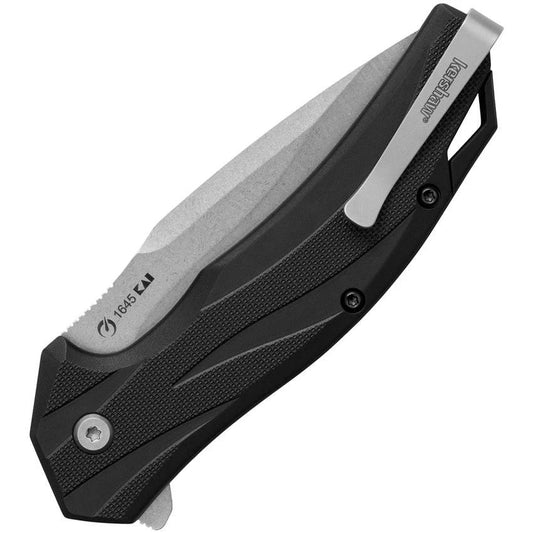 Kershaw Lateral Linerlock Assisted Opening Knife 8Cr13MoV Stonewash Blade Black GFN Handle For EDC Enthusiasts by Kershaw