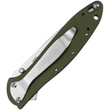 Kershaw Leek Linerlock Assisted Opening Olive 1660OL Bead Blast 14C28N Blade SpeedSafe EDC Knife by Kershaw