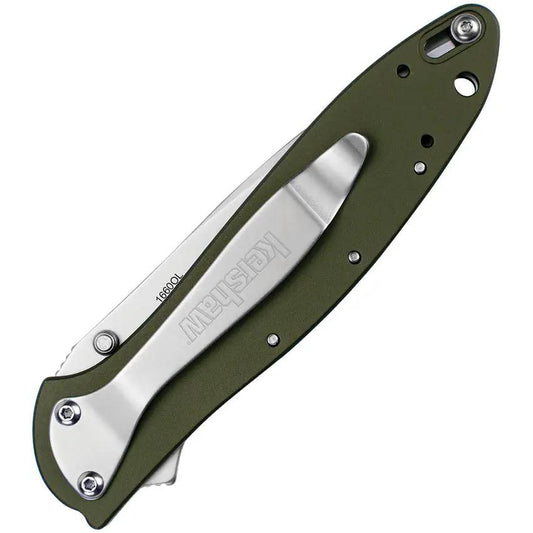 Kershaw Leek Linerlock Assisted Opening Olive 1660OL Bead Blast 14C28N Blade SpeedSafe EDC Knife by Kershaw