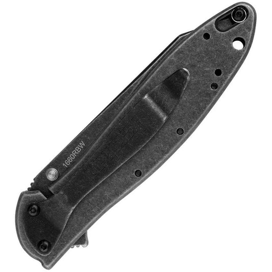 Kershaw Random Leek Framelock Assisted Opening 1660RBW EDC Knife With Premium BlackWash Finish And Reverse Tanto Blade by Kershaw