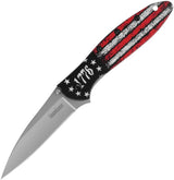 Kershaw Leek Liner Lock Assisted Opening Knife For EDC Enthusiasts 3In Blade Aluminum Handle 1776 Flag by Kershaw
