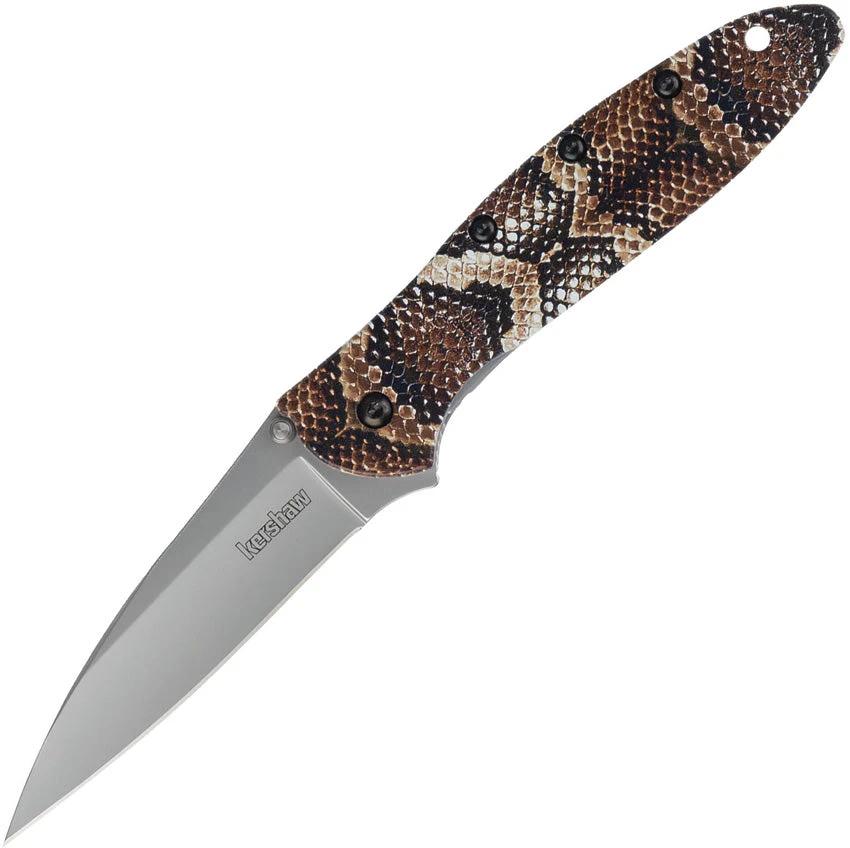 Kershaw Leek Linerlock Assisted Opening Snake Skin Aluminum Handle EDC Knife For Everyday Carry by Kershaw