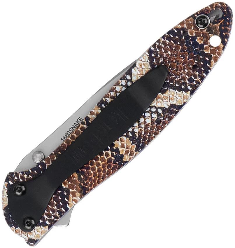 Kershaw Leek Linerlock Assisted Opening Snake Skin Aluminum Handle EDC Knife For Everyday Carry by Kershaw