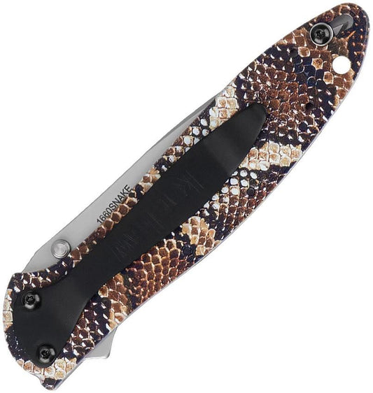 Kershaw Leek Linerlock Assisted Opening Snake Skin Aluminum Handle EDC Knife For Everyday Carry by Kershaw