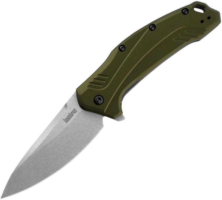 Kershaw Link Linerlock Knife With SpeedSafe Assisted Opening Olive Aluminum Handle For EDC CPM20CV by Kershaw