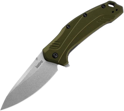 Kershaw Link Linerlock Knife With SpeedSafe Assisted Opening Olive Aluminum Handle For EDC CPM20CV by Kershaw
