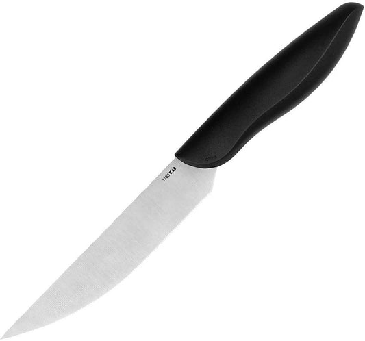 Kershaw 4pc Steak Knife Set Serrated 5in Blades Satin Finish Black Handle 9.5in Overall Clam Packed For Home Cooks by Kershaw