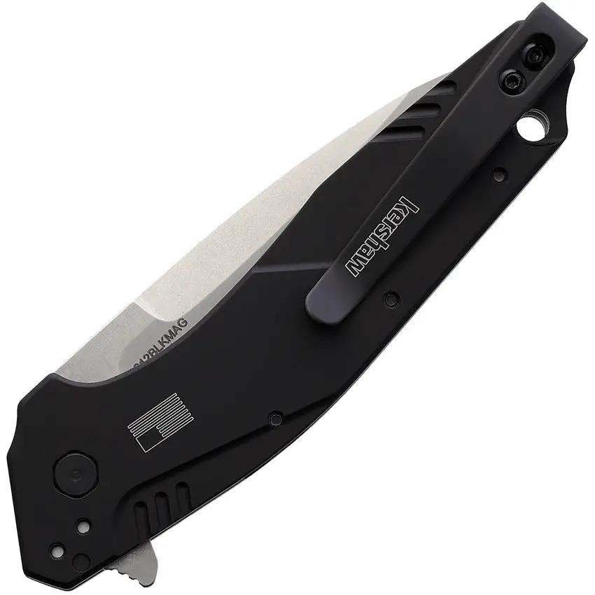 Kershaw Dividend Linerlock Assisted Opening Knife MagnaCut 3 Inch Blade Stonewash Black GRN Handle EDC by Kershaw