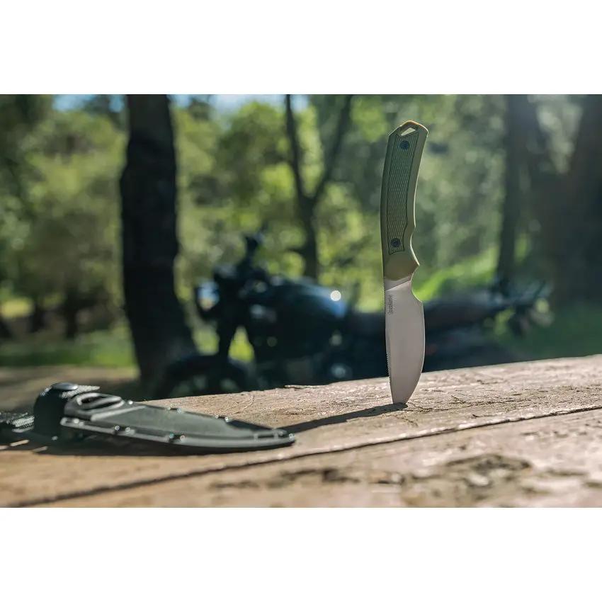 Kershaw Deschutes Skinner Knife with D2 Tool Steel Blade 4 Inch Full Tang Green Handle Rugged Outdoor Hunters by Kershaw