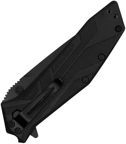 Kershaw Brawler Linerlock Assisted Opening Knife For Everyday Carry Enthusiasts Black Traction Coated 8Cr13MoV Tanto by Kershaw