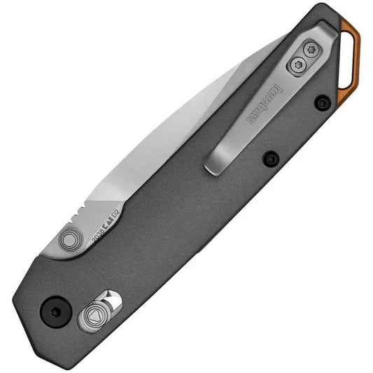 Kershaw Iridium DuraLock Gray 2038 EDC Knife With D2 Tool Steel Blade Stonewash Finish Thumb Stud Pocket Clip by Kershaw