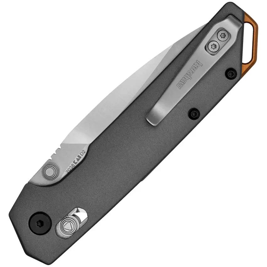 Kershaw Iridium DuraLock Gray 2038 EDC Knife With D2 Tool Steel Blade Stonewash Finish Thumb Stud Pocket Clip by Kershaw