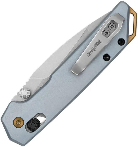 Kershaw Mini Iridium Dura Lock 2051 EDC Knife With D2 Blade And Ice Blue Handle Pocket Clip by Kershaw