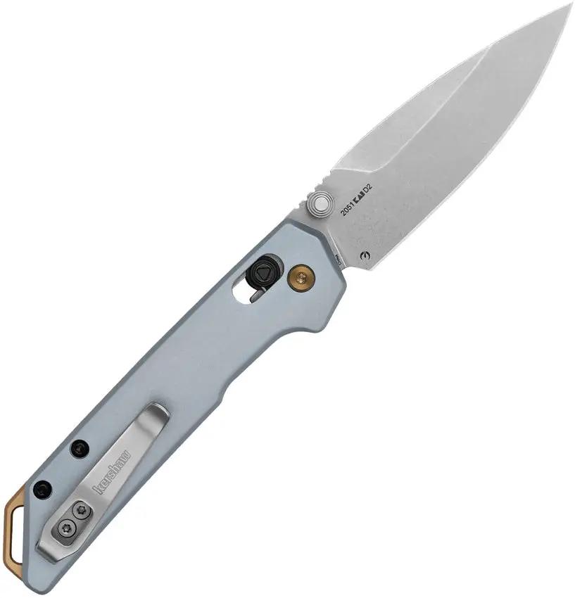 Kershaw Mini Iridium Dura Lock 2051 EDC Knife With D2 Blade And Ice Blue Handle Pocket Clip by Kershaw
