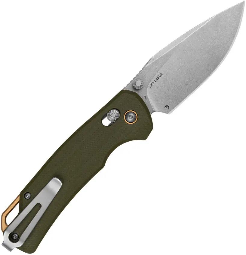 Kershaw Proximal DuraLock Green 2058 EDC Knife With Stonewash D2 Drop Point Olive G10 by Kershaw