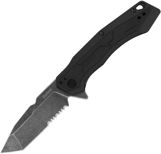 Kershaw Analyst Linerlock Assisted Opening 2062ST BlackWash Serrated Tanto EDC Knife With Pocket Clip by Kershaw