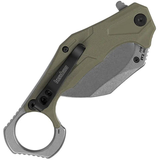 Kershaw Outlier Liner Lock Assisted Opening Knife Green Glass Filled Nylon Handle For EDC Enthusiasts Reliable by Kershaw