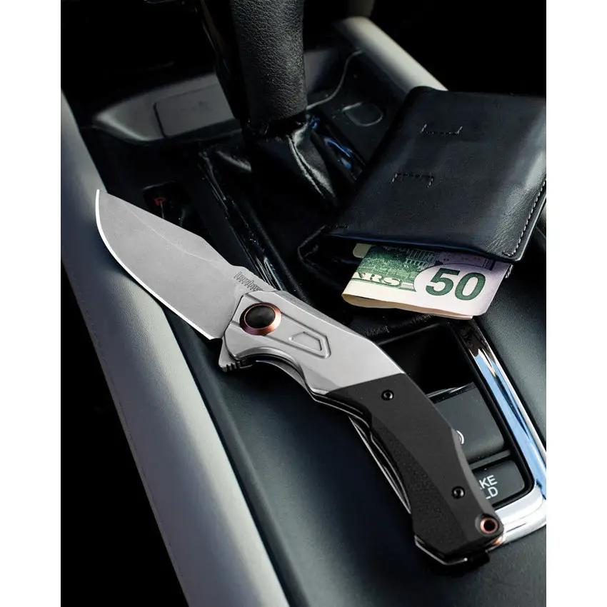 Kershaw Payout Framelock Durable Assisted Opening Knife For EDC 5Inch Closed 3Point5Inch D2 Blade Stonewash Black G10 by Kershaw