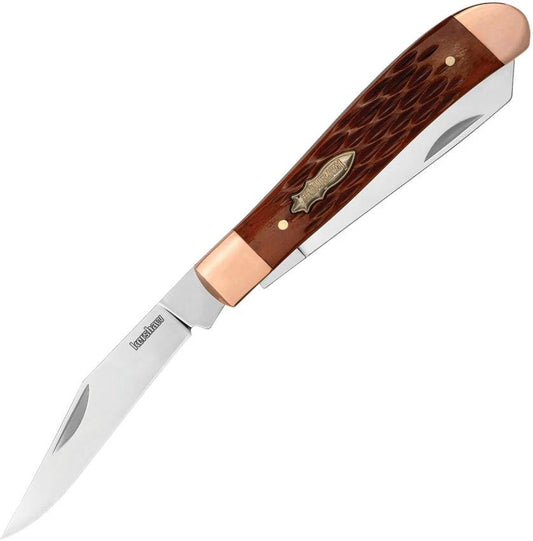 Kershaw Gadsden Folder 4381BJB EDC Knife For Collectors, 3.5in Closed, Satin D2 Clip And Spey Blades, Brown Jigged Bone by Kershaw