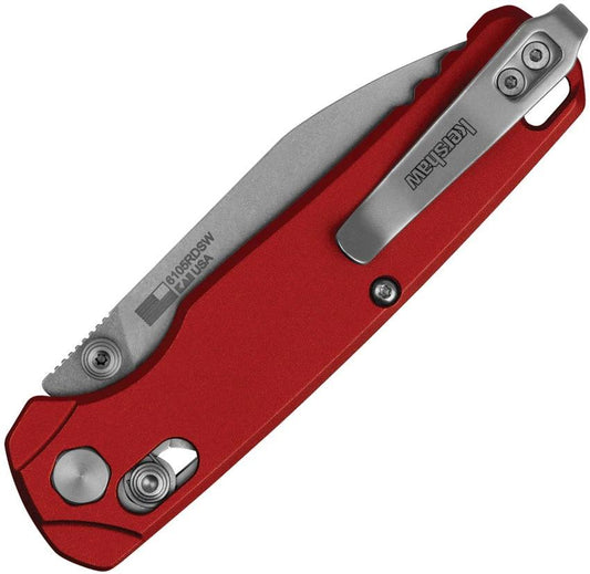 Kershaw Bel Air DuraLock Knife MagnaCut Drop Point Red Aluminum Handle Durable EDC Pocket Clip by Kershaw