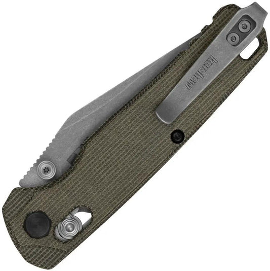 Kershaw Bel Air DuraLock Clip 6106 Folding Knife For EDC Fans MagnaCut Clip Point Blade Green Canvas Micarta Handle by Kershaw