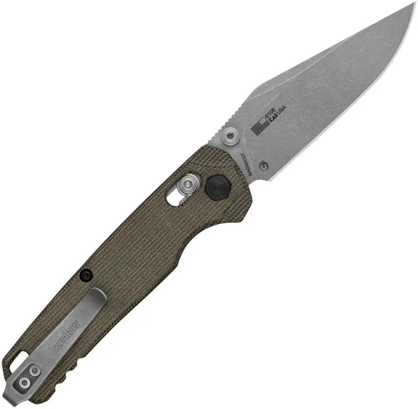 Kershaw Bel Air DuraLock Clip 6106 Folding Knife For EDC Fans MagnaCut Clip Point Blade Green Canvas Micarta Handle by Kershaw