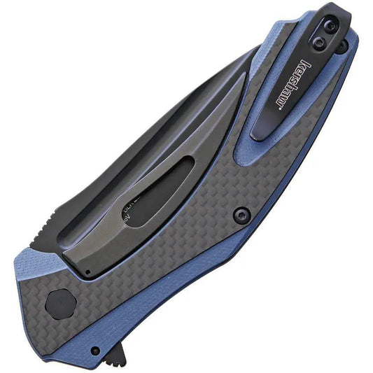 Kershaw Natrix XL Subframe Lock Knife For EDC Carbon Fiber Onlay Blue G10 Handle 3.75Inch Blade by Kershaw