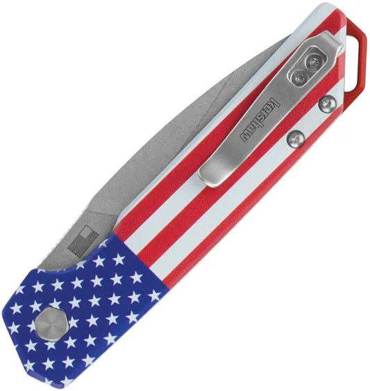 Kershaw Automatic Launch Button Lock Knife USA 7038USA MagnaCut Spear Point EDC Compact With American Flag Handle by Kershaw