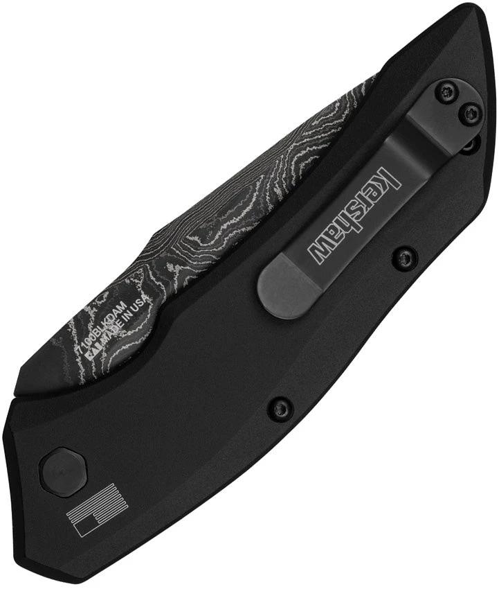 Kershaw Auto Launch Damascus Blade EDC Knife With One Button Lock And Black Aluminum Handle by Kershaw