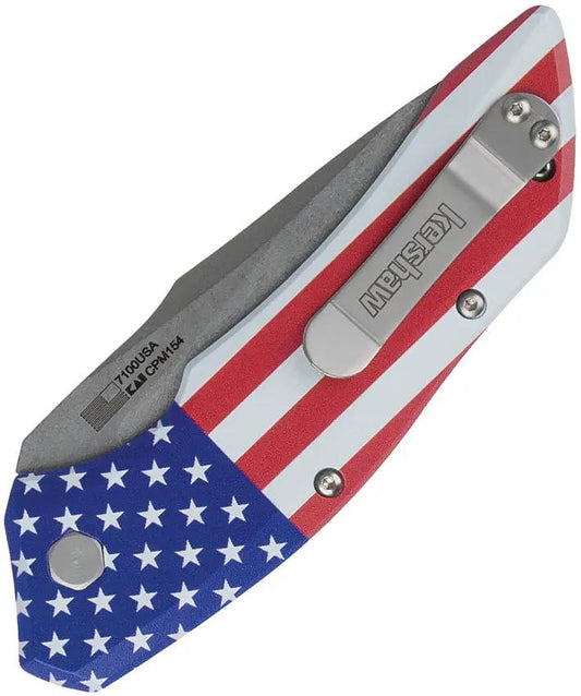 Kershaw Auto Launch 1 Button Lock Knife USA Flag Aluminum Handle CPM154 Stonewash Blade For EDC Fans by Kershaw