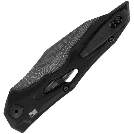 Kershaw Auto Launch 13 Automatic Knife With Damascus Wharncliffe Blade Black Aluminum Handle Button Lock EDC by Kershaw