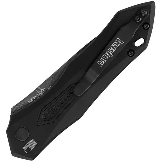 Kershaw Auto Launch 6 Automatic Knife With Damascus Drop Point Blade Black Aluminum Handle EDC Ready by Kershaw