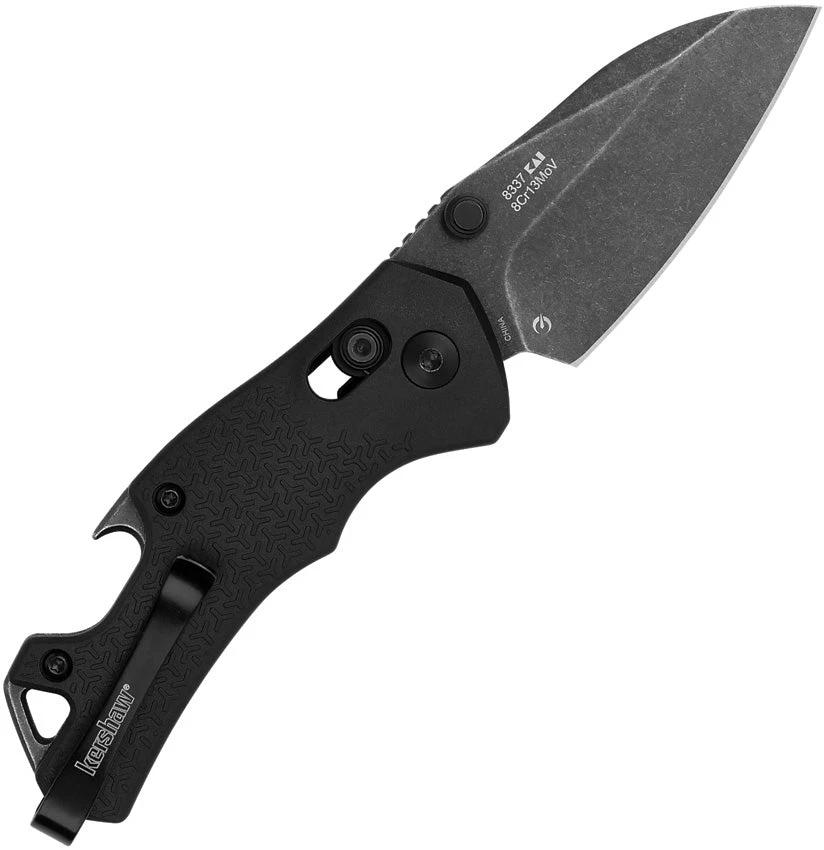 Kershaw Craze DuraLock Folding Knife For EDC Bottle Opener BlackWash 8Cr13MoV Pocket Clip by Kershaw
