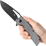 Kansept Knives Kryo Framelock - Denim Micarta Handle, 3.5Inch Blade, 4.5Inch Closed, 12C27 Sandvik Steel by Kansept Knives