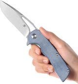 Kansept Knives Kryo Framelock Blue Micarta - Durable 3.5 Inch Blade EDC Knife With Extended Tang by Kansept Knives