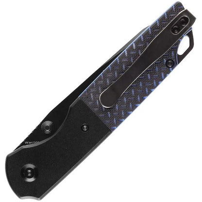 Kansept Knives Warrior Linerlock Black Blue TiNi Coated D2 Tanto Folding Knife With Pouch by Kansept Knives