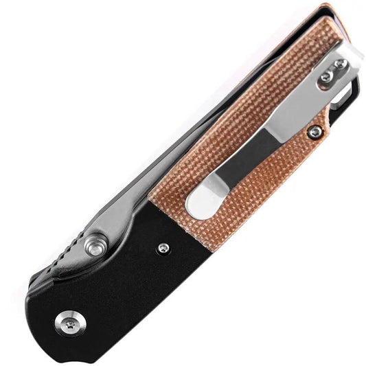 Kansept Knives Warrior Linerlock - Brown Micarta Handle D2 Tool Steel Tanto Blade TiNi Finish by Kansept Knives