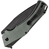 Kansept Knives Hellx Framelock - D2 Steel Blade, Green Canvas Micarta Handle, Extended Tang by Kansept Knives