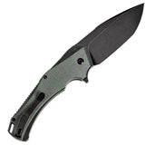 Kansept Knives Hellx Framelock - D2 Steel Blade, Green Canvas Micarta Handle, Extended Tang by Kansept Knives